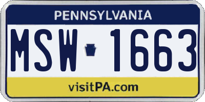 PA license plate MSW1663
