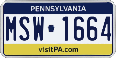 PA license plate MSW1664
