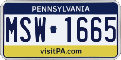 PA license plate MSW1665