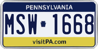 PA license plate MSW1668
