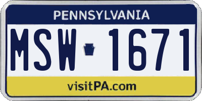 PA license plate MSW1671