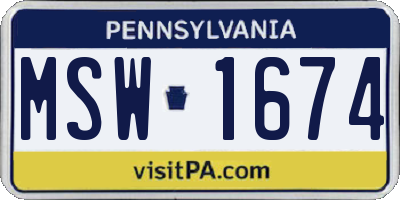 PA license plate MSW1674