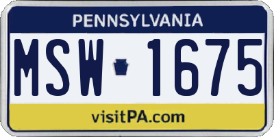 PA license plate MSW1675
