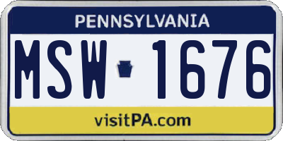 PA license plate MSW1676