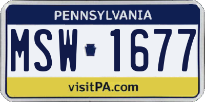 PA license plate MSW1677