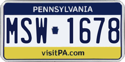 PA license plate MSW1678