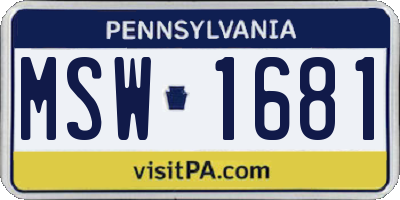 PA license plate MSW1681