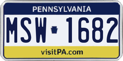 PA license plate MSW1682