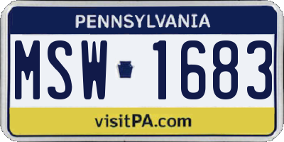PA license plate MSW1683