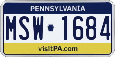PA license plate MSW1684