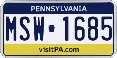 PA license plate MSW1685