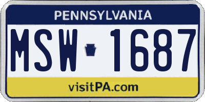 PA license plate MSW1687