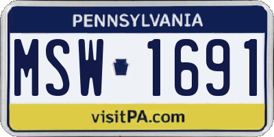 PA license plate MSW1691