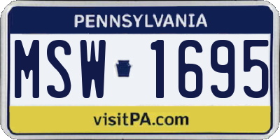 PA license plate MSW1695