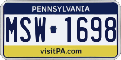 PA license plate MSW1698