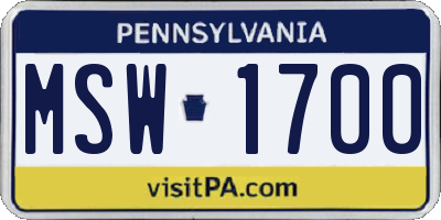 PA license plate MSW1700