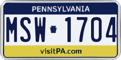PA license plate MSW1704