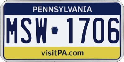 PA license plate MSW1706