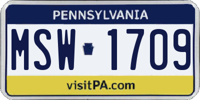 PA license plate MSW1709