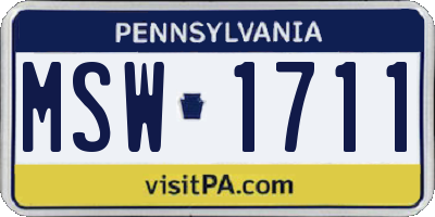 PA license plate MSW1711