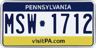 PA license plate MSW1712