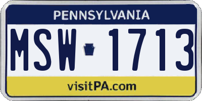 PA license plate MSW1713