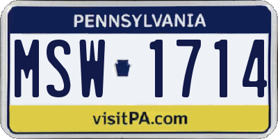 PA license plate MSW1714