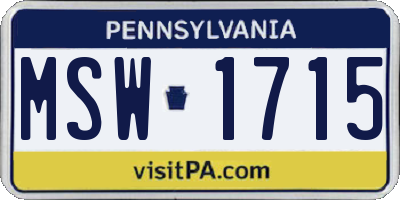 PA license plate MSW1715