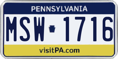 PA license plate MSW1716