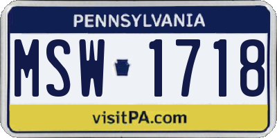 PA license plate MSW1718