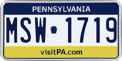PA license plate MSW1719
