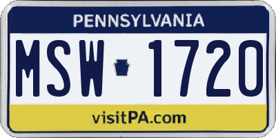 PA license plate MSW1720
