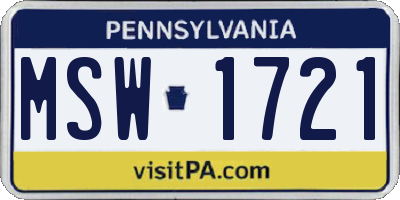 PA license plate MSW1721
