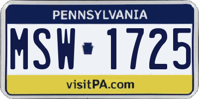 PA license plate MSW1725