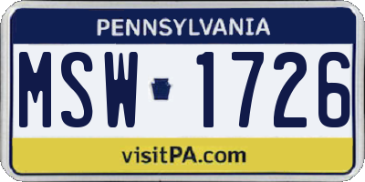 PA license plate MSW1726