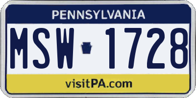 PA license plate MSW1728