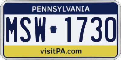 PA license plate MSW1730