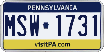 PA license plate MSW1731
