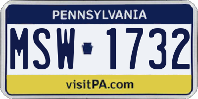 PA license plate MSW1732
