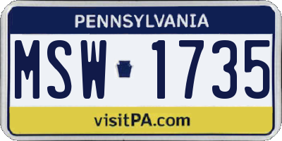 PA license plate MSW1735