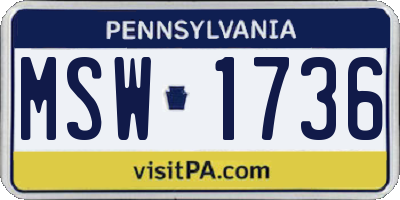 PA license plate MSW1736
