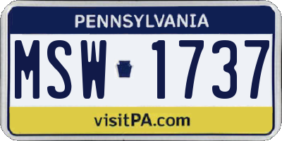 PA license plate MSW1737
