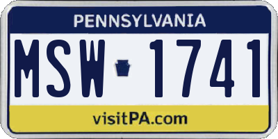PA license plate MSW1741
