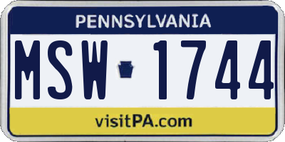 PA license plate MSW1744