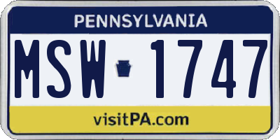 PA license plate MSW1747