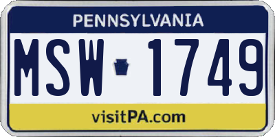 PA license plate MSW1749