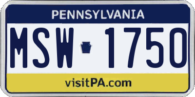 PA license plate MSW1750