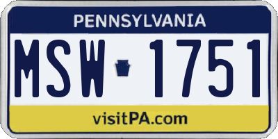 PA license plate MSW1751