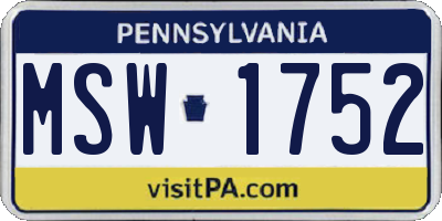 PA license plate MSW1752