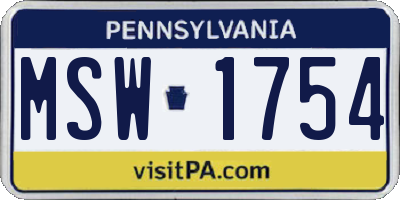 PA license plate MSW1754